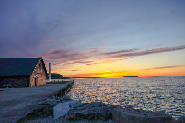 Door County sunset over the water